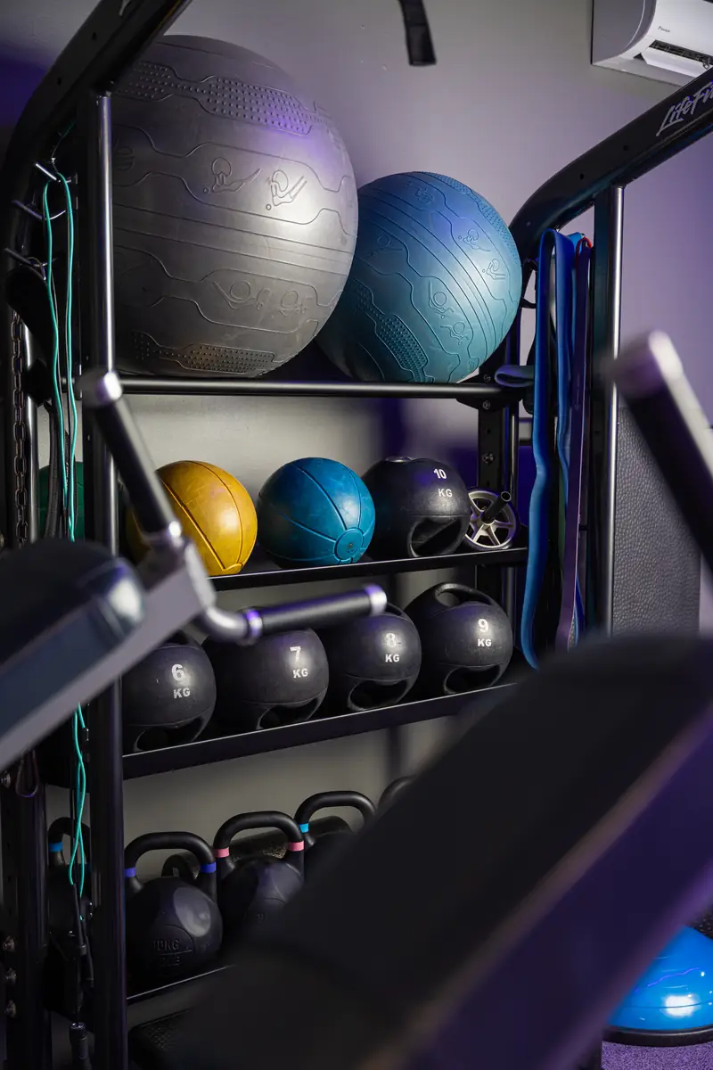 The ball and kettlebell rack
